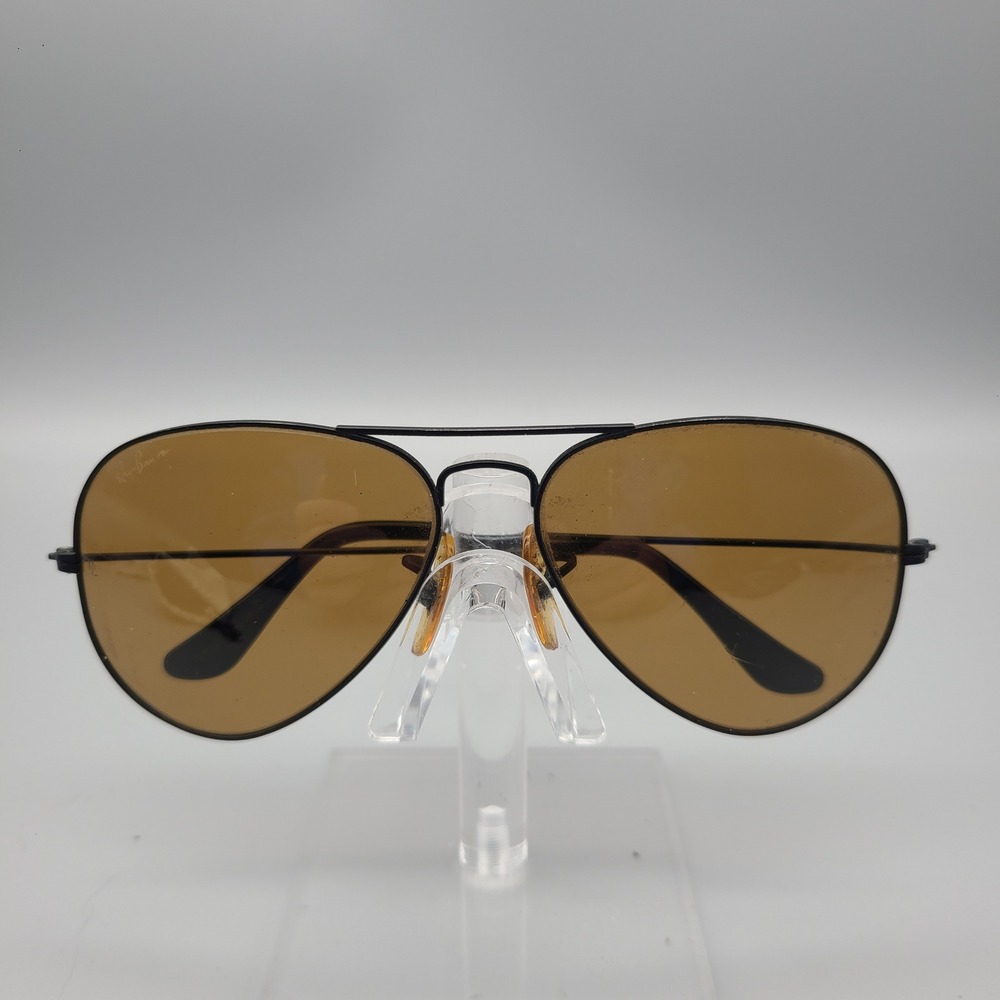 Vintage Ray-Ban Bausch & Lomb Aviator Sunglasses Black W1662 XRAS Brown Lens